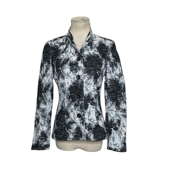 Zanella gray black floral long sleeves 4 button blazer size 4 - Picture 11 of 13